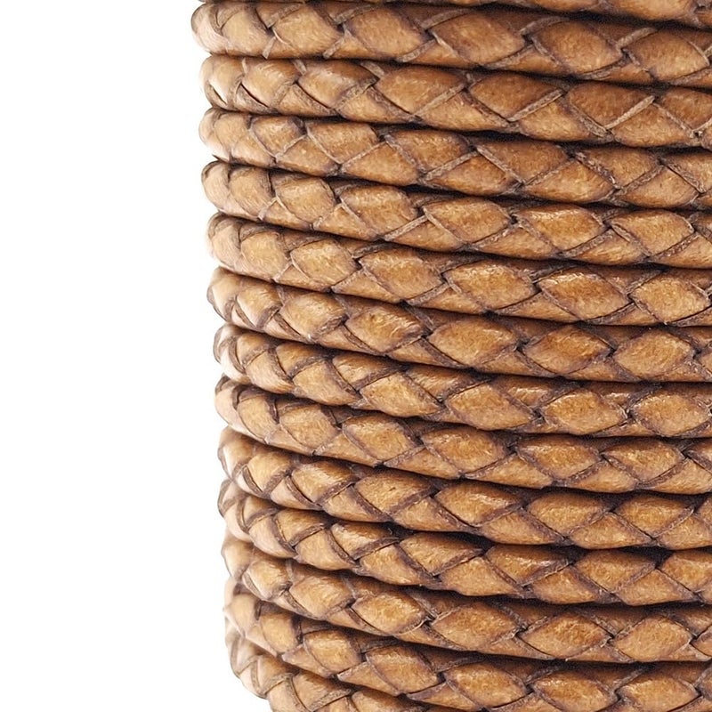 shapesbyX 5 Yards Braided Bolo Cords Regenerated Leather Strap 4.0mm Diameter Round for Jewelry Making or Beading Distressed Natural - Image 2